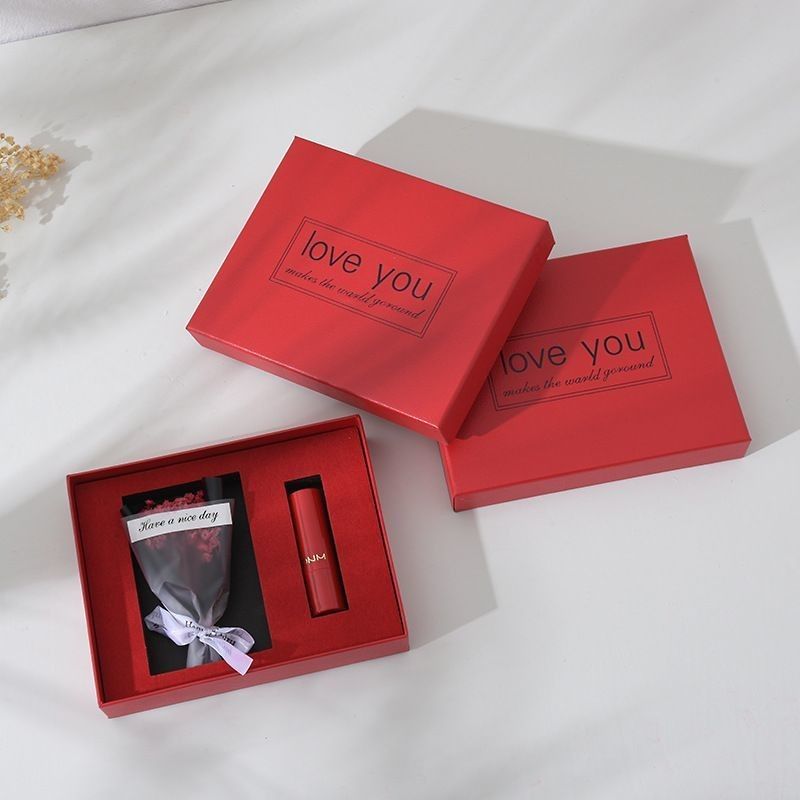 جعبه هدیه عطر و رژ لب مستطیل سفارشی برای عروسی سفارشی