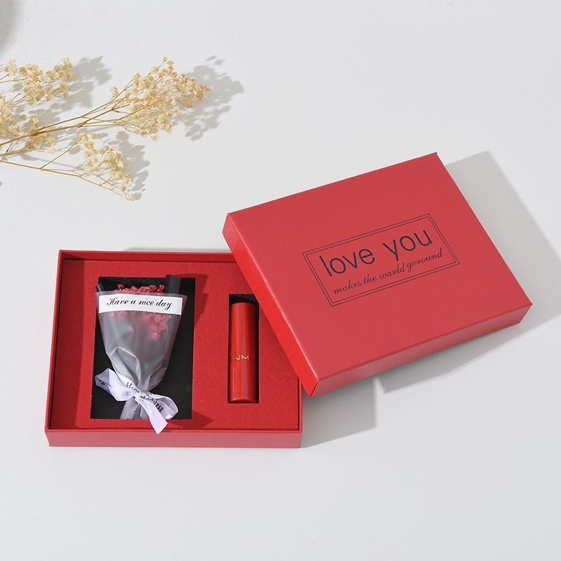 جعبه هدیه عطر و رژ لب مستطیل سفارشی برای عروسی سفارشی